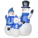 HOMCOM 4ft Inflatable Christmas Snowmen Family Xmas LED Outdoor Indoor Holiday Decorations Yard