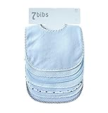Baby Boys Girls Double Layer of Cotton Bandana Drool Soft Absorbent Drooling Bibs (7 Pieces) (Blue)