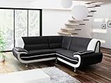 Palermo Napoli 3+2 Corner sofa Set Synthetic Leather Modern Retro Couches Karol Onyx Black/White, sectional couches living room decor lightning deal premium loveseat lounge set room decor