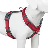 Plutus Pet No Pull Dog Harness, Adjustable Nylon Harness with Soft Padding, Reflective and Heavy Duty Dog Harness for Small, Medium, Large Dogs(Red, L)