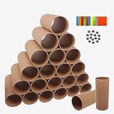ZMCYN 40 Pack 1.6x3.9 Inch Cardboard Tubes Brown Paper Roll Tubes, Paper Cardboard Craft Tube Rolls for Craft, DIY Arts, Classroom Projects, Extra 100 Sheets Colored Paper, 80 Pcs Wiggle Eyes