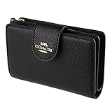 COACH Medium Leather Corner Zip Wallet in Black - Gold, Style No. 6390, Gold/Black, Medium Leather Corner Zip Wallet