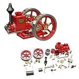 Retrol HM-01 7cc Engine, 4 Stroke Horizontal Hit and Miss Internal Combustion Engine Model, Physical Science Education Kit for Adults (Kit Version/Red)