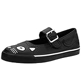 T.U.K. Mary Jane Kitty Sneaker - Vegan Leather - Kitty Character - Buckle Strap - Women's Mary Jane Shoe - Colour Black - Size UK 5