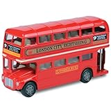 CLKDPNO Bus Toy Double Decker, Alloy Diecast Pull Back Bus Toy Vehicles, 1:64 Scale Pull-Back Buses, Metal Cars Model,Car Model City Buses Kids Gifts - Closed Top