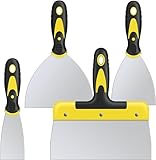 suokoun Paint Wallpaper Scraper Set, 2'', 4'', 6'', 8'' Stainless Steel Paint Scraper Set with Soft Handle, Plastering Tools for Drywall(4 Pack)