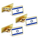 Pack of 12 Israel Flag Lapel Badge Pins Bulk - Metal Israeli Jewish National Lapel Pin Badges Brooches Jewelry Gift For Bags Clothes