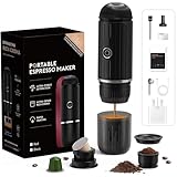 HAILASRE Electric Portable Coffee Maker Espresso Machine,Camping Travel Coffee Maker, 12v Car Coffee Machine with Self-Heating, 19bar High Presseur Rich Crema, With Ground Coffee & NS Capsule