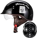 Portable Motorcycle Half Helmet Bowl Helmet ECE Approved Summer Safety Jet Helmet for Women Men with Visor Open Face Helmet Cromwell Helmets for Scooter Cruiser F,M/(57~58cm)