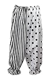 Adults Black & White Two Tone Polka Dot Stripe Circus Clown Pants Bloomers Halloween Fancy Dress [L-XL]