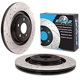 Direnza Rear Drilled Grooved 330mm Brake Discs Compatible with Audi S4 B8 S5 Q5 Quattro Avant 09-17