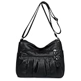 CERICAI Ladies Handbags,Black Waterproof Soft PU Leather Shoulder Bags,Casual Messenger Bag Satchel Purse,Multi Pockets Lightweight Crossbody Bag for Women Ladies Groceries Travel Daily Use Gifts