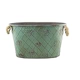 Muddy Hands Large Metal Tin Plant Pot Vintage Flowers Herbs Tree Planter Outdoor Garden Home (Trough)