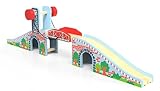 Train Accessories Wood Train Lifting Bridge for Wooden Tracks, Compatible with Thomas, Brio, Chuggington Railway System
