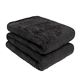 Brentfords Teddy Fleece Blanket Large Throw Over Bed Plush Super Soft Warm Sofa Bedspread, Black - 200 x 240 cm