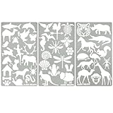 Aleks Melnyk No.43 Metal Stencils, Small Animals, Woodland, Pets, Cat, Dog, Fox, Lizard, Sea Ocean Animals, Kit 3 PCS, Templates for Wood Burning, Engraving, Crafting, Bullet Journaling, Scrapbook