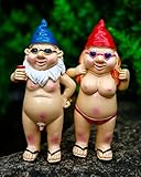 2Pcs Funny Garden Gnome Decorations - Naked Garden Statue, Humorous Waterproof Resin Dwarf Handcrafted for Indoor or Outdoor Lawn Decor, Novelty Unusual Gifts