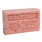 Label Provence Nature Savon de Marseille - Nourishing French Soap Made With Pure Organic Olive Oil and Shea Butter - Rose Petals Fragrance - 125 Gram Bar