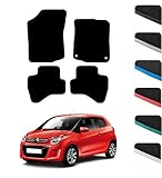 GCM - Car Floor Mats for Citroen C1 2014 To 2021 Full Coverage Floor Protection - Anti Slip & Fit Car Mat with Clips Easy to Clean Car Carpet for All-Weather- Black Edging, Carpet