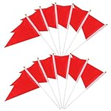 PEUTIER Pennant Flags, 12 Red Mini Flags, 8.3 x 5.5 Inch, Solid Color, Perfect for Parades, Opening Celebrations, Children's Birthdays, Various Occasions