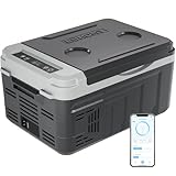EUHOMY 10L Car Fridge Freezer (-20℃~20℃) - 12/24V DC & 110-240V AC Compressor Cooler with APP Control, 15-Min Fast Cooling, ECO/MAX Modes, Low Noise <45dB, Battery Protection for Camping, RV, Travel