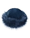 TEXTURE Ladies Women Faux Fur Band Suede Effect Mongolian Russian Winter Hat One Size (UK, Alpha, One Size, Navy)