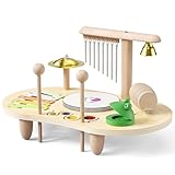 Gvdeirn 7-in-1 Kids Drum Kit With Xylophone for Toddlers 1+ Year Old, Wooden Baby Drum Musical Instruments Toys Set, Preschool Educational Birthday Gift for Boys Girls Early Learning