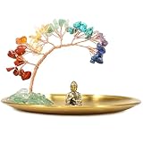 JETHMA Seven Chakra Crystal Tree with Buddha Statue, Money Tree Crystal Energy Balance Chakra Decor for Luck Wealth Home Decor (Green)