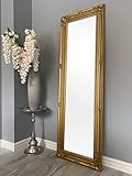 Floor Mount Shabby Chic Mirrors Full Length Dressing/Hall Mirror, Metallic Gold, 124 x 40 cm