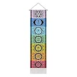 Yugarlibi Black Chakra Wall Hanging with Tassels, Meditation Yoga Tapestry, Mandala Wall Tapestry Wall Hanging for Bedroom Living Room 130x32cm