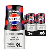 Sodastream Pepsi MAX Cherry Fizzy Water Flavouring Syrup, Sugar Free Soda Syrup, Zero Sugar Pepsi Flavour, 6 x 440ml Multipack, Home Soda, Flavoured Sparkling Water, Drink Mix, Makes Approx 54L