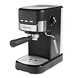 Quest Espresso Coffee Machine / 15 Bar Pressure/Filter & Measuring Cups Included / 1.2L Water Tank/Dual Stainless Steel Filter/Compatible with Ground Beans / 1100W
