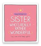 Pigment - Happy Jackson - Sister Birthday Card - Pink Emboss Finish - Birthday Card Sister - Sister Birthday Cards - SC Certified - Made in the UK