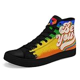 Rainbow High-Top Canvas Sneakers – Stylish Lace-Up Shoes for Men & Women, Lightweight Casual Footwear, Equality Gift