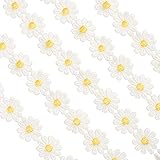 Berolle 5 Yards 2.5 cm Width Yellow Daisy Lace Trim Ribbon Flower Lace Edge Trim Ribbon Daisy Applique Sewing Dressmaking Edging Trimmings for DIY Crafts Party Decor Clothes Embroidery
