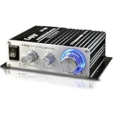 XRLUC Mini Amplifier Home Audio Stereo Hi-Fi 12V Power Amp, 2 Channel Digital Class D Powerful Bass Music Streaming for Passive Speaker PC TV Cell Phone Car Vehicle