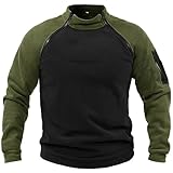 Fleece Pullover Men's Workout Military Tactical Mock Neck Pullover UK Winter Outdoor Sport Fleece Long Sleeve Sweatshirts Combat Fleece Jacket Jumper Sweater Tops Green M