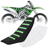 JFG RACING Motorcycle Seat Cover, Universal Rubber Gripper Soft Skin Covers For Dirt Pit Bike Off-Road - Green