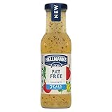 Hellmann's Fat Free Vinaigrette vegan salad dressing with only 7 calories per serving for salads and grain bowls 250 ml