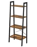 VASAGLE Ladder Shelf, Bookshelf, 4-Tier Industrial Storage Rack for Living Room, Bedroom, Kitchen, Rustic Brown and Black LLS44X