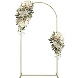 Duscdesp Metal Arch Backdrop Stand 2M/6.6FT Gold Wedding Arch Balloon Arch Stand,Garden Arch Frame for Wedding Birthday Party Balloon Flower Arch Decoration