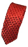 L&L® Handmade Skinny Neck Tie SATIN SEQUINNED Party Plain Fancy Dress Magic Show UK (Red)
