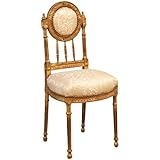 Biscottini Chair French Style Louis XVI Solid Beech Wood 97x41x35,5 cm | Baroque chair for living room | Baroque Armchair | Ancient Louis chairs | Bedroom chair