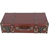Garosa 17.5 x 9.1x 4.6in Old Style Suitcase With Straps, Wooden Storage Trunk, Vintage Decorative Suitcase Trunk Box