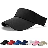 BLURBE Sun Visor Cap - Women Ponytail Baseball Cap, Sport Outdoor Plain Visor Hat, Adjustable Twill Golf Tennis Hats Black