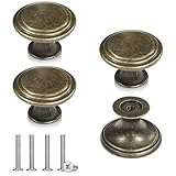 LTMMC 4 Pcs Vintage Kitchen Cupboard Handles Modern Minimalist Drawer Knobs, 30 cm / 11.8 inch Diameter Antique Style Cabinet Brass Door Knobs with Screws，Bronze Drawer Handles and Knobs