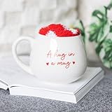 Hug in a Mug Set – 500ml Mug with 'Hug in a Mug' Text & Cozy Red and White Heart Socks, Microwave & Dishwasher Safe, Presented in a Matching Box for a Warm & Fuzzy Surprise