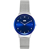STORM Zadie Blue Ladies Watch - Lazer Coloured Rim with Numbered Dial at 12 & 6, Slim mesh Band Strap and Edge to Edge Glass