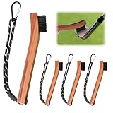 Feekoon 4 Pack Hickory Wood Golf Club Brush with Paracord Rope and Metal Clasp, Stiff Nylon Bristles Club Groove Cleaner Brush Tools, Golf Bag Carts Accessories for Men Women Golfer Lover Gift