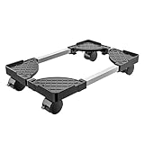 Qcdou Mobile CPU Stand, Adjustable Computer Case Holder, Computer Tower Stand, with Locking Rolling Caster Wheels Most Floor Carpet Gaming PC Case Under Home Office Desk(Black)